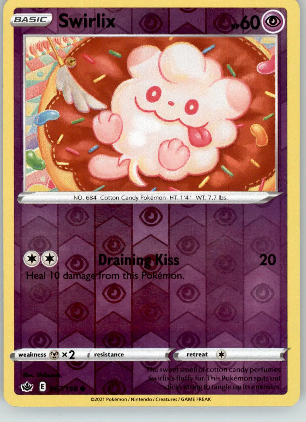 Swirlix - Chilling Reign - 067/198 - Reverse Holo LP Pokemon - Pokémon Card Single