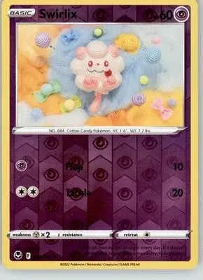 Swirlix - Silver Tempest - 083/195 - Reverse Holo LP Pokemon - Pokémon Card Single