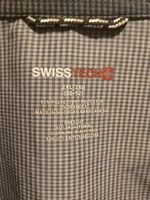 SwissTech Shirt Mens 2XL Black Check Long Sleeve Outdoor Woven Button Snap - Apparel