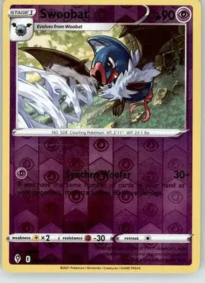 Swoobat - Evolving Skies - 069/203 - Reverse Holo LP Pokemon - Pokémon Card Single