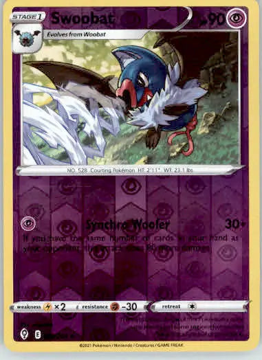 Swoobat - SWSH07: Evolving Skies - 069/203 - Reverse Holo LP - Pokémon Card Single