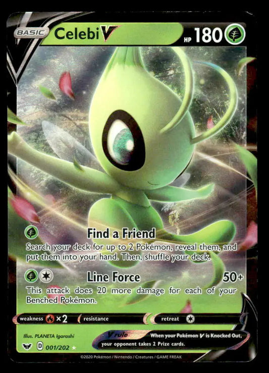 SWSH01: Sword & Shield Base Set #001/202 Celebi V Ultra Rare NM - Pokémon Card Single