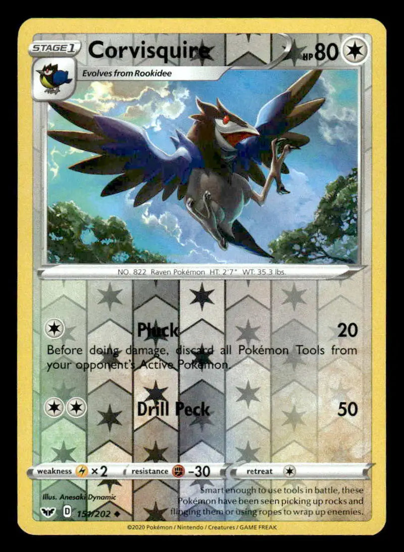 SWSH01: Sword & Shield Base Set #151/202 Corvisquire Reverse Holo Uncommon NM - Pokémon Card Single