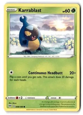 SWSH03: Darkness Ablaze #008/189 Karrablast - Pokémon Card Single