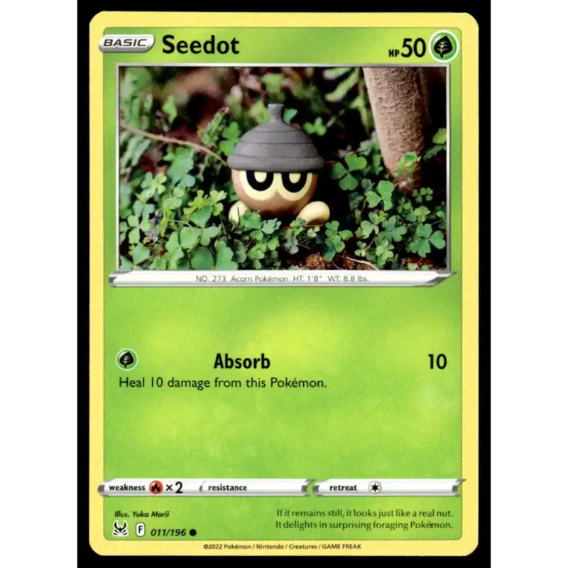 SWSH11: Lost Origin #011/196 Seedot NM-MT Pokemon Trading Card - Pokémon Card Single