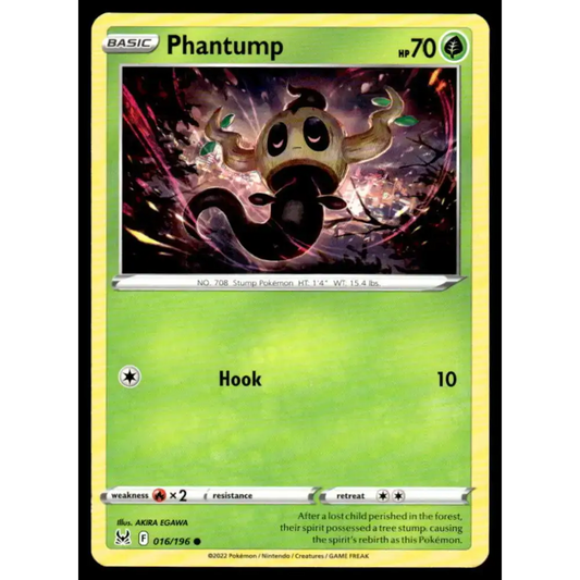 SWSH11: Lost Origin #016/196 Phantump NM-MT Pokemon Trading Card - Pokémon Card Single