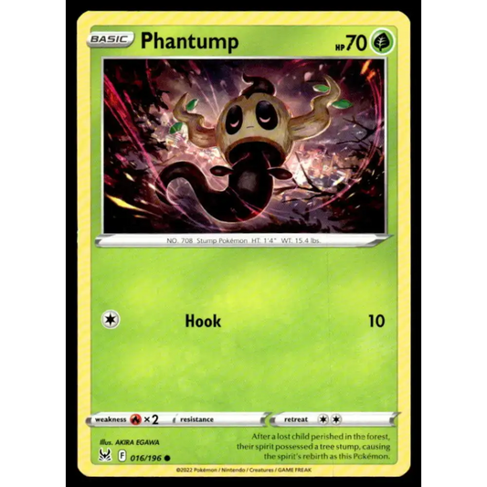 SWSH11: Lost Origin #016/196 Phantump NM-MT Pokemon Trading Card - Pokémon Card Single