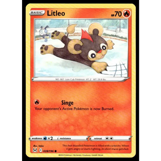 SWSH11: Lost Origin #028/196 Litleo NM-MT Pokemon Trading Card - Pokémon Card Single