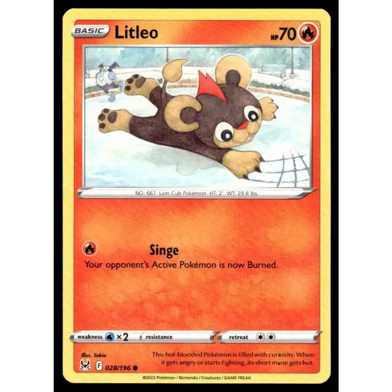SWSH11: Lost Origin #028/196 Litleo NM-MT Pokemon Trading Card - Pokémon Card Single