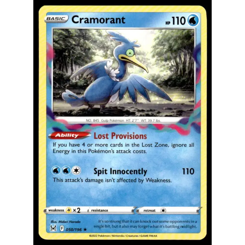SWSH11: Lost Origin #050/196 Cramorant NM-MT Pokemon Trading Card - Pokémon Card Single