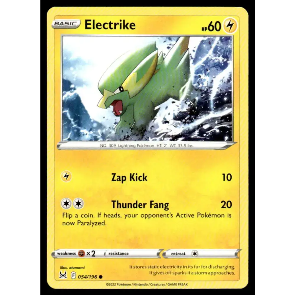 SWSH11: Lost Origin #054/196 Electrike NM-MT Pokemon Trading Card - Pokémon Card Single