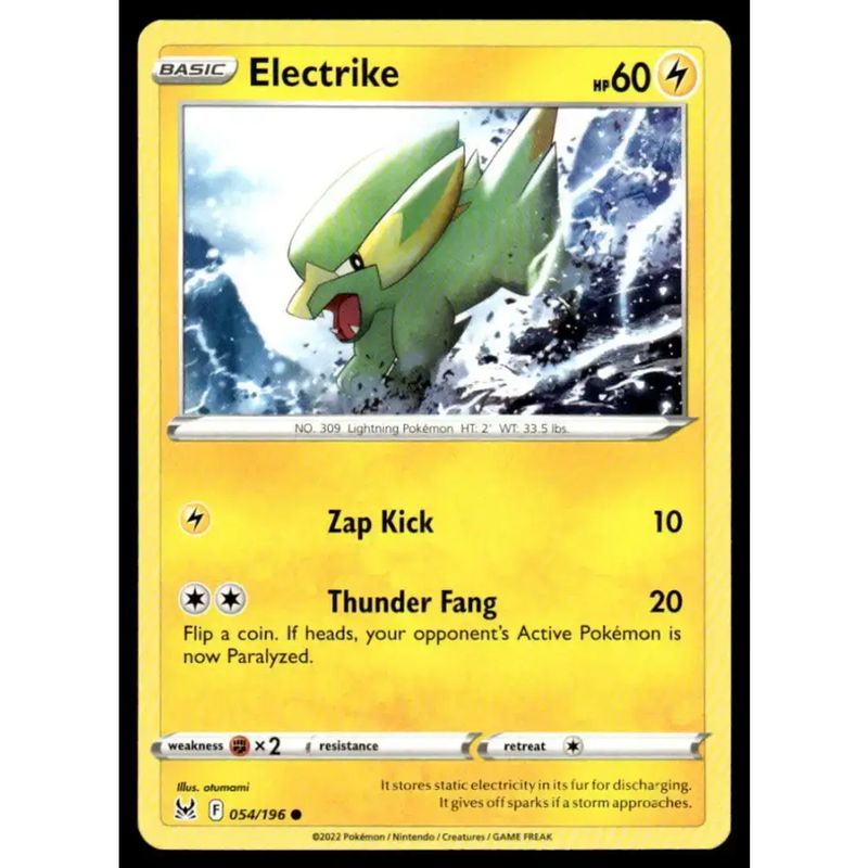 SWSH11: Lost Origin #054/196 Electrike NM-MT Pokemon Trading Card - Pokémon Card Single