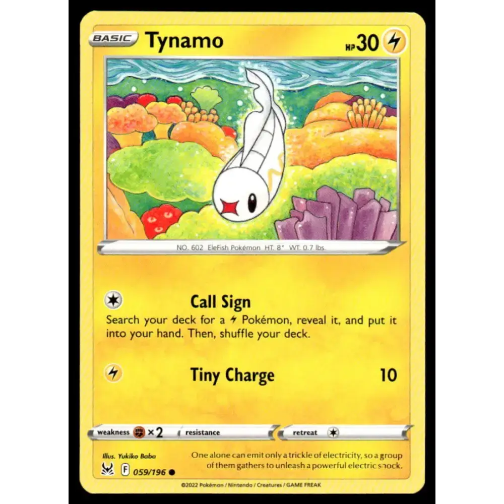 SWSH11: Lost Origin #059/196 Tynamo NM-MT Pokemon Trading Card - Pokémon Card Single