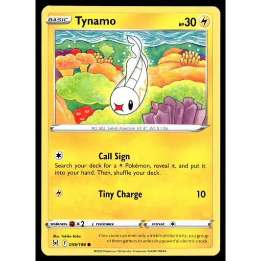 SWSH11: Lost Origin #059/196 Tynamo NM-MT Pokemon Trading Card - Pokémon Card Single