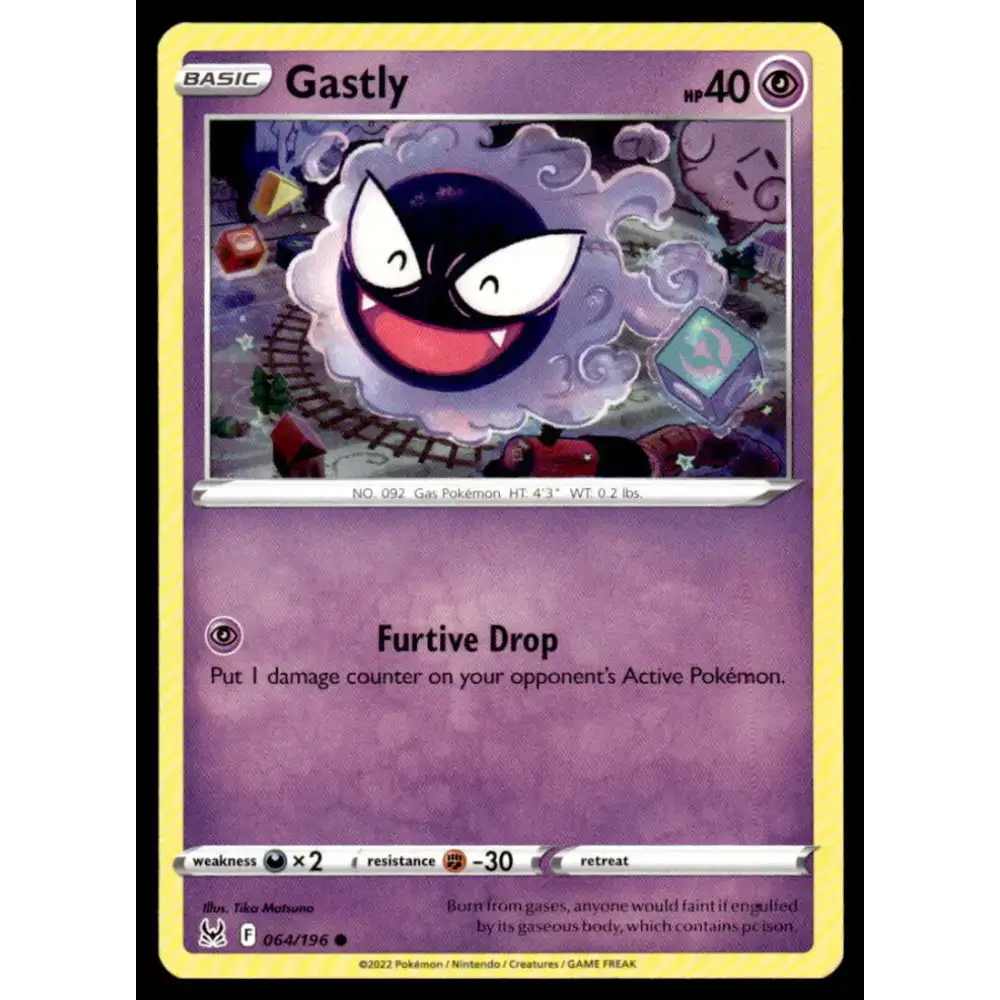 SWSH11: Lost Origin #064/196 Gastly NM-MT Pokemon Trading Card - Pokémon Card Single