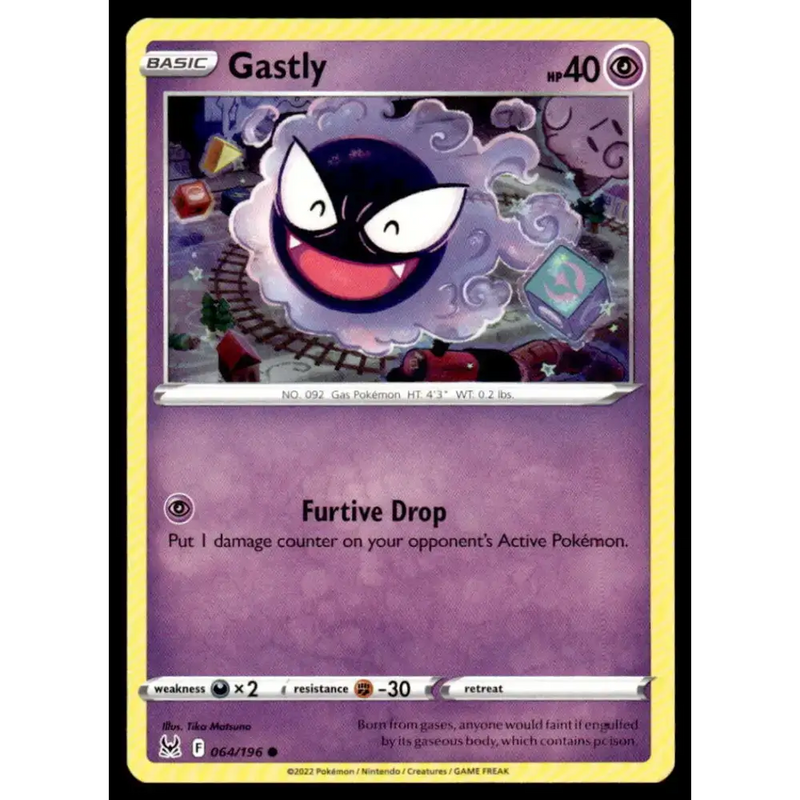 SWSH11: Lost Origin #064/196 Gastly NM-MT Pokemon Trading Card - Pokémon Card Single