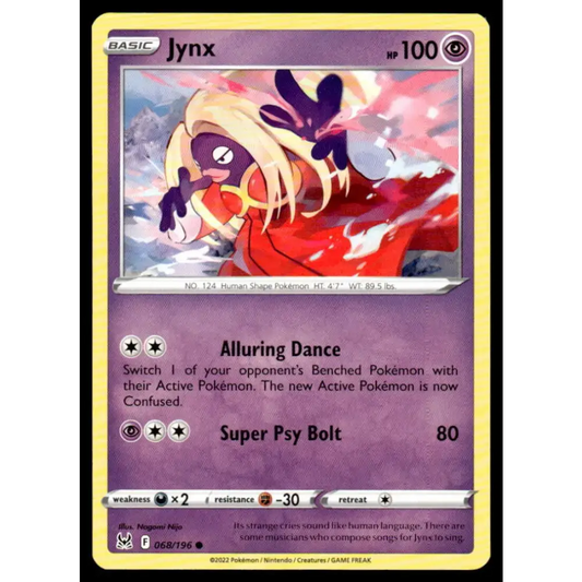 SWSH11: Lost Origin #068/196 Jynx NM-MT Pokemon Trading Card - Pokémon Card Single