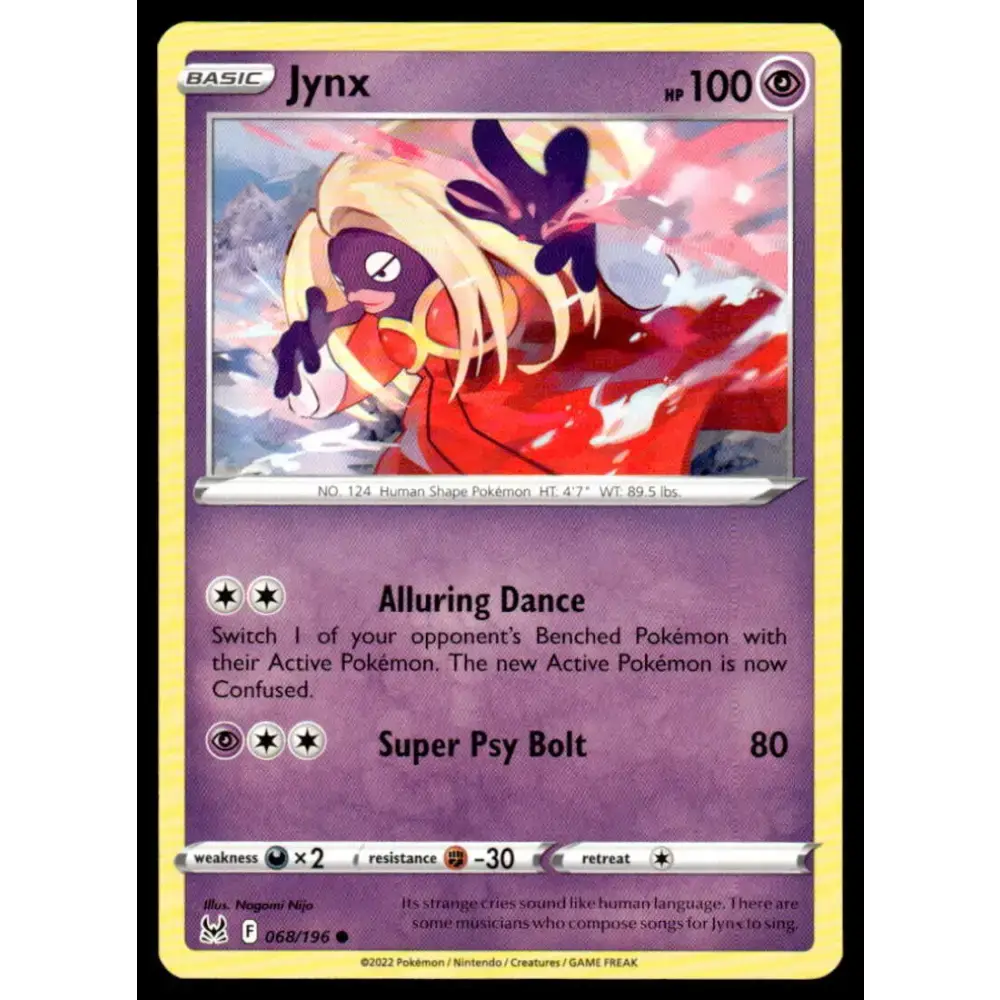 SWSH11: Lost Origin #068/196 Jynx NM-MT Pokemon Trading Card - Pokémon Card Single