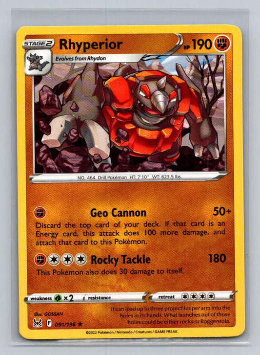 SWSH11: Lost Origin #091/196 Rhyperior - Pokémon Card Single