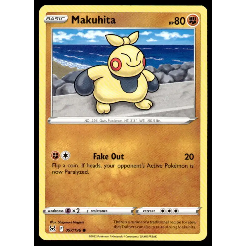 SWSH11: Lost Origin #097/196 Makuhita NM-MT Pokemon Trading Card - Pokémon Card Single