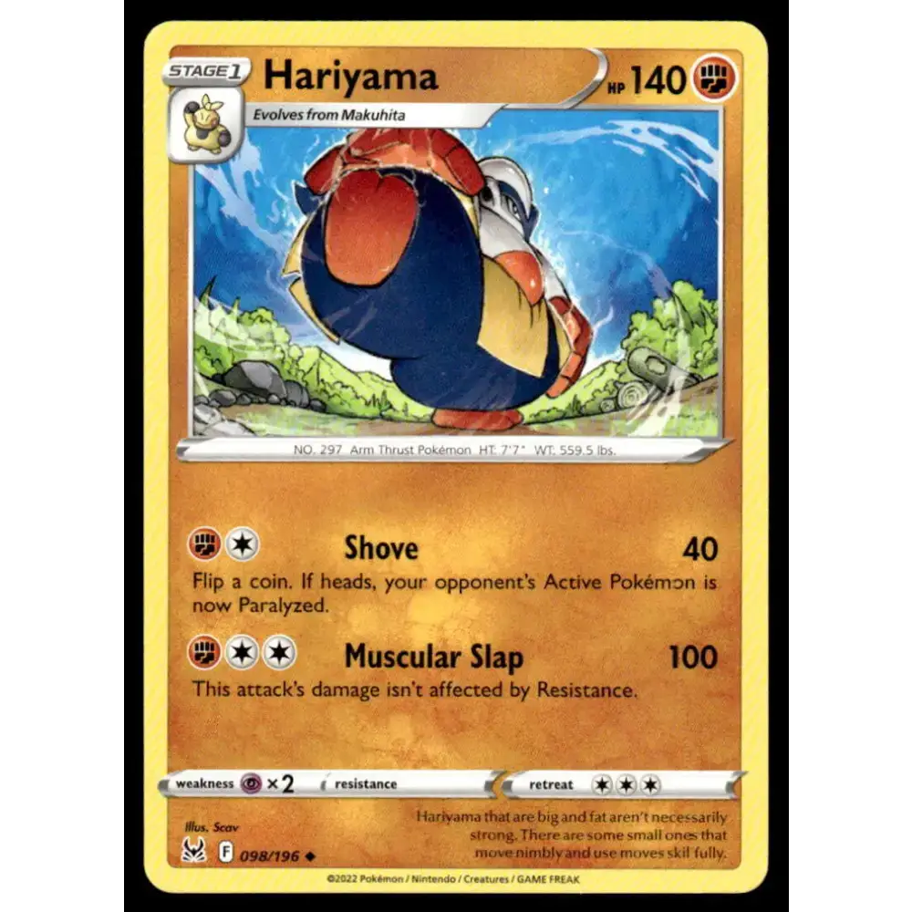 SWSH11: Lost Origin #098/196 Hariyama NM-MT Pokemon Trading Card - Pokémon Card Single