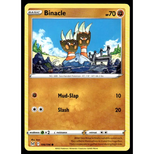 SWSH11: Lost Origin #106/196 Binacle NM-MT Pokemon Trading Card - Pokémon Card Single