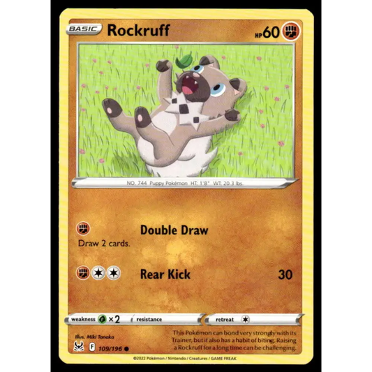 SWSH11: Lost Origin #109/196 Rockruff NM-MT Pokemon Trading Card - Pokémon Card Single