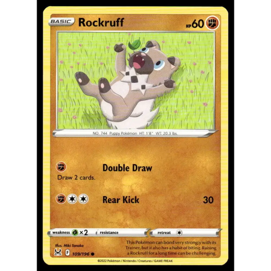 SWSH11: Lost Origin #109/196 Rockruff NM-MT Pokemon Trading Card - Pokémon Card Single