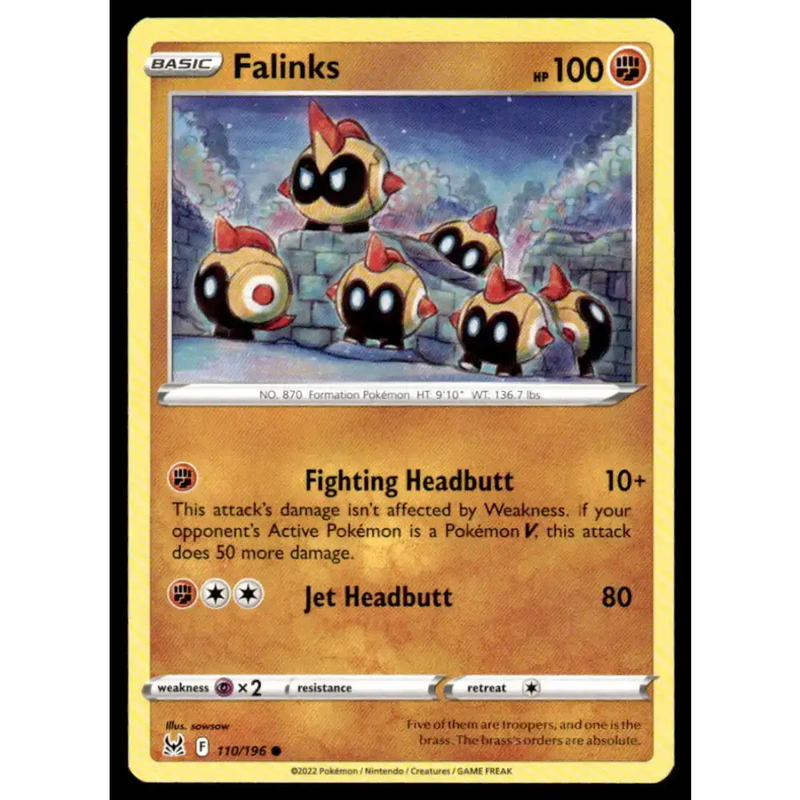 SWSH11: Lost Origin #110/196 Falinks NM-MT Pokemon Trading Card - Pokémon Card Single