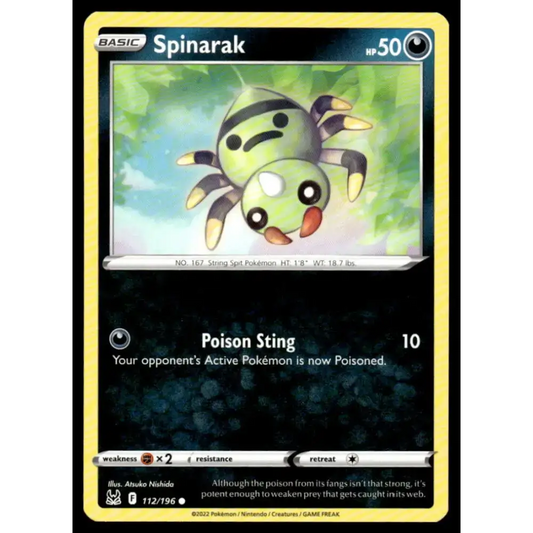 SWSH11: Lost Origin #112/196 Spinarak NM-MT Pokemon Trading Card - Pokémon Card Single