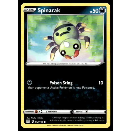 SWSH11: Lost Origin #112/196 Spinarak NM-MT Pokemon Trading Card - Pokémon Card Single
