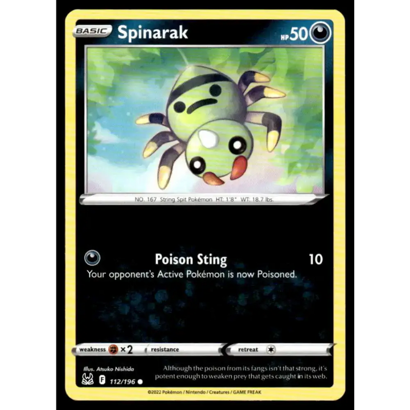 SWSH11: Lost Origin #112/196 Spinarak NM-MT Pokemon Trading Card - Pokémon Card Single