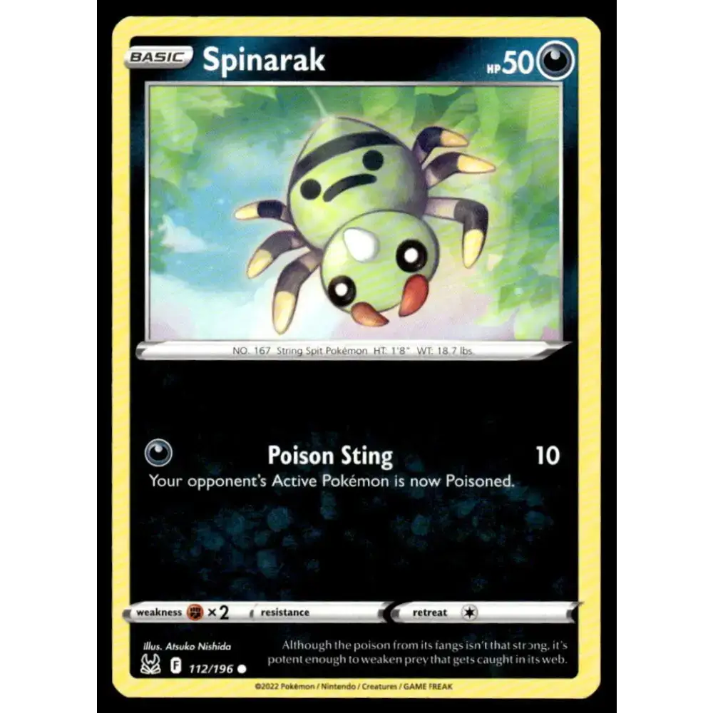 SWSH11: Lost Origin #112/196 Spinarak NM-MT Pokemon Trading Card - Pokémon Card Single
