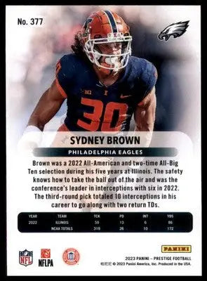 Sydney Brown Rookie 2023 Panini Prestige #377 Philadelphia Eagles