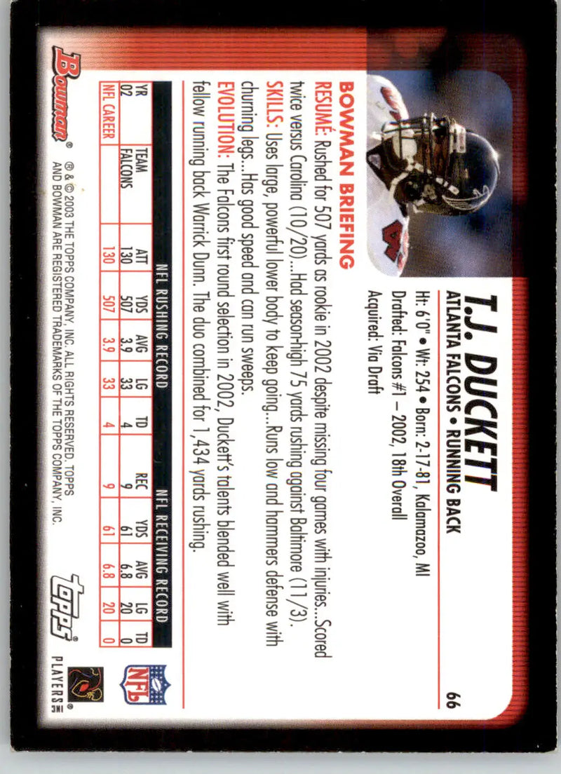T.J. Duckett - 2003 Bowman - #66 - Football - Football Card Single