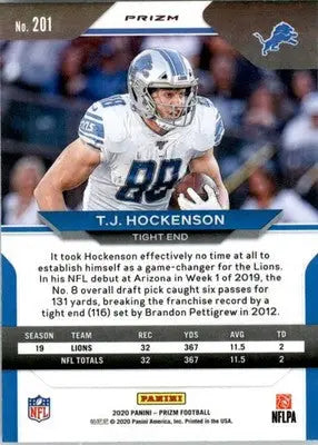 T.J. Hockenson - 2020 Panini Prizm - #201 - Prizm Red White and Blue Football - Football Card Single