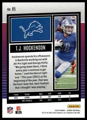 T.J. Hockenson 2022 Score #85 Detroit Lions - Football Card Single