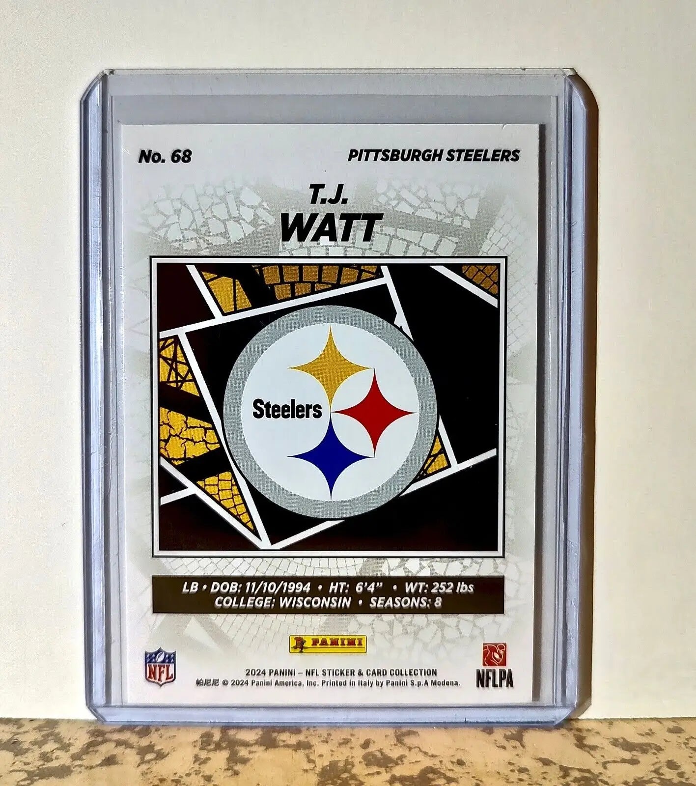 T.J. Watt 2024 Panini NFL #68 Sticker Card Pittsburgh Steelers - Football Card Single