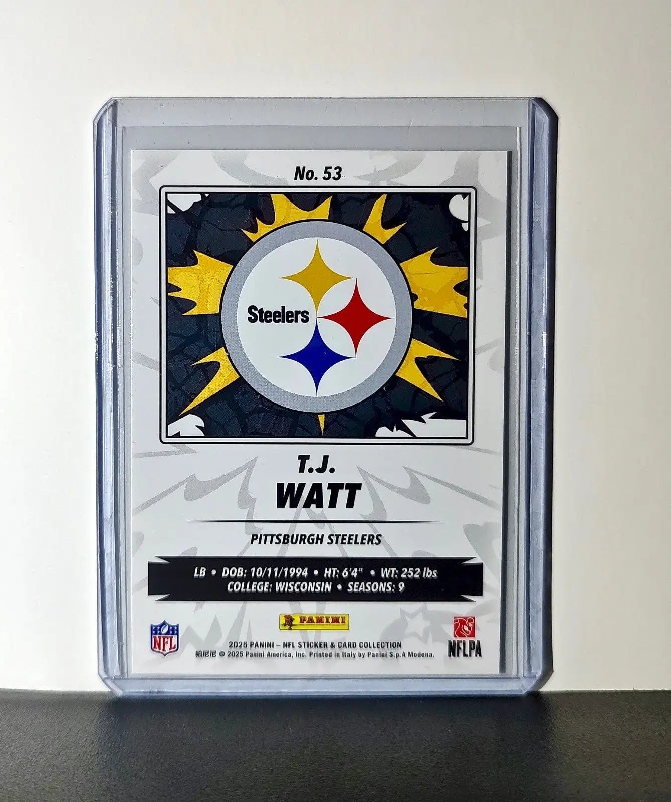 T.J. Watt 2025 Panini NFL #53 Sticker Card Pittsburgh Steelers