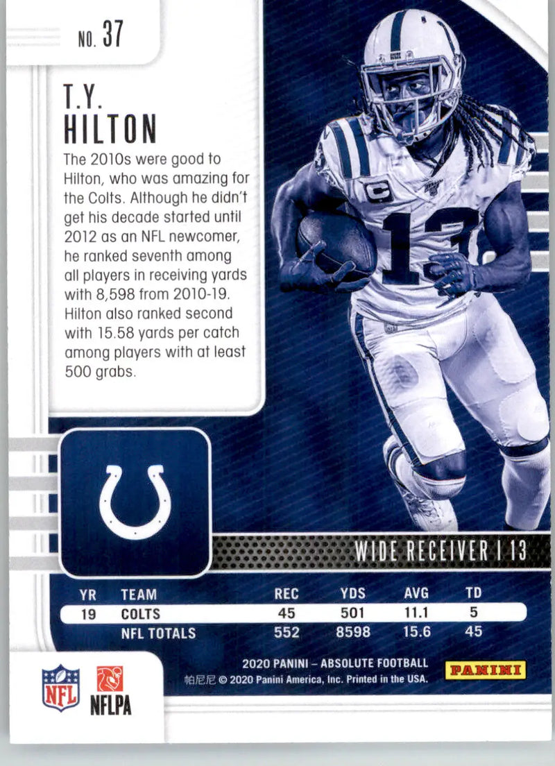 T.Y. Hilton - 2020 Panini Absolute - #37 - Red Football - Football Card Single