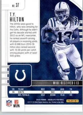T.Y. Hilton - 2020 Panini Absolute - #37 - Retail Football - Football Card Single