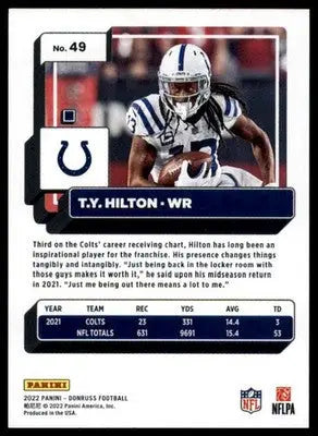 T.Y. Hilton 2022 Donruss #49 Indianapolis Colts - Football Card Single