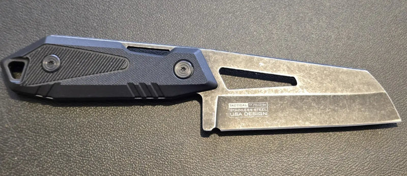Tac-Force Tactical Fixed Blade Cleaver Knife Stonewashed Finish Nylon Sheath NIB - Other