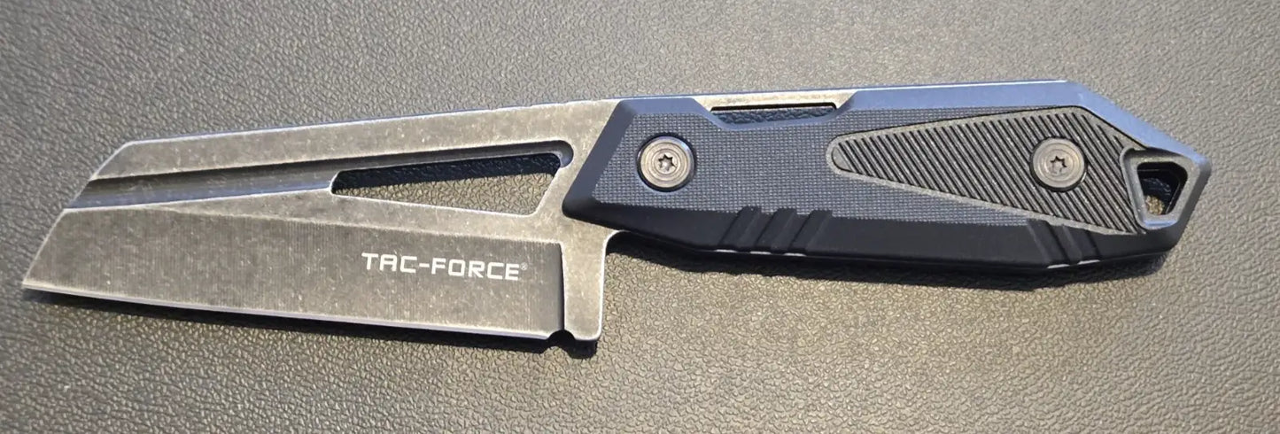 Tac-Force Tactical Fixed Blade Cleaver Knife Stonewashed Finish Nylon Sheath NIB - Other