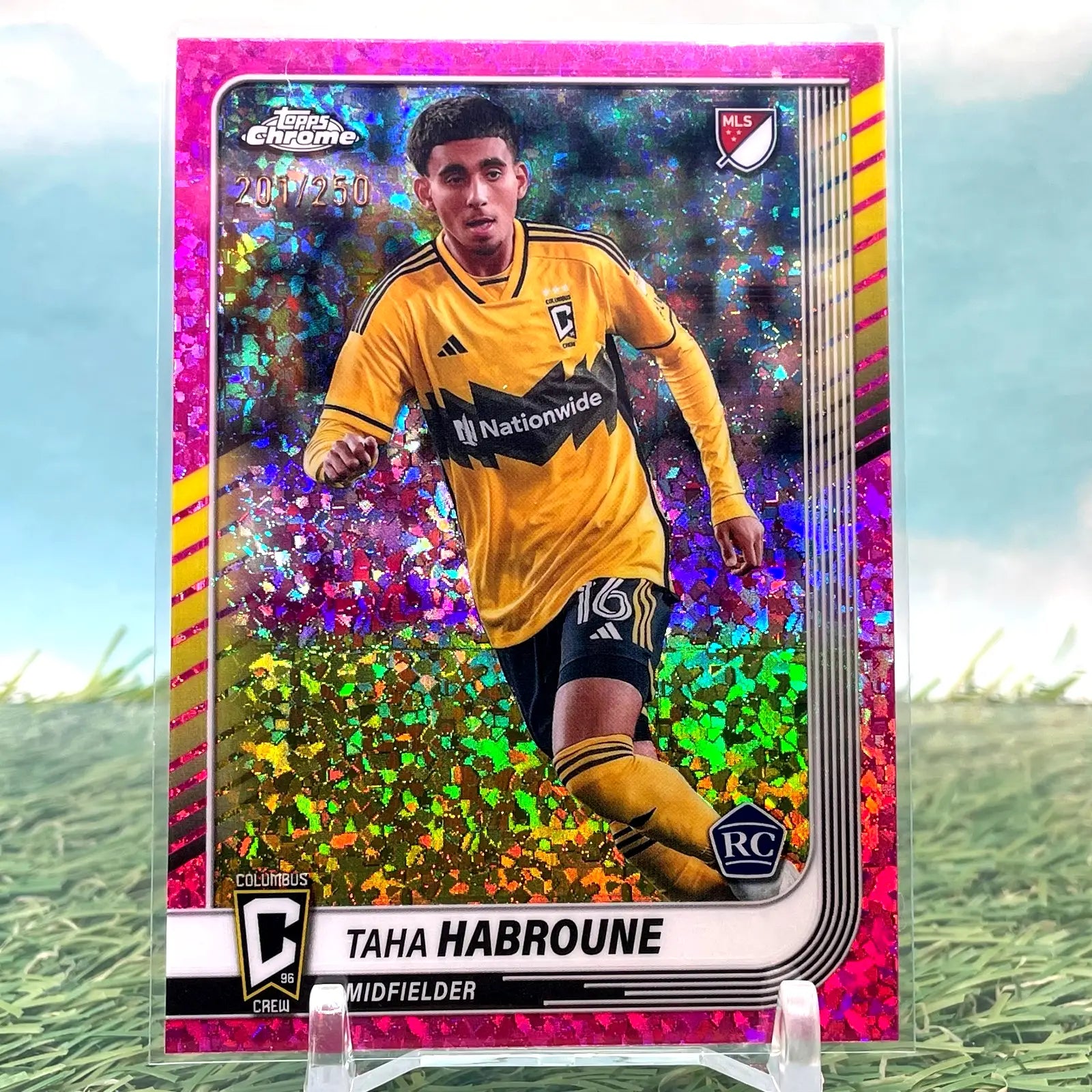 Taha Habroune PINK MINI DIAMOND /250 RC #104 2025 Topps Chrome MLS Columbus Crew - Soccer Card Single