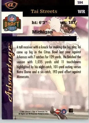Tai Streets - 1999 Collector’s Edge Advantage - #184 - RC Football