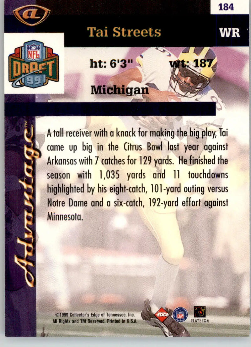 Tai Streets - 1999 Collector’s Edge Advantage - #184 - RC Football - Football Card Single