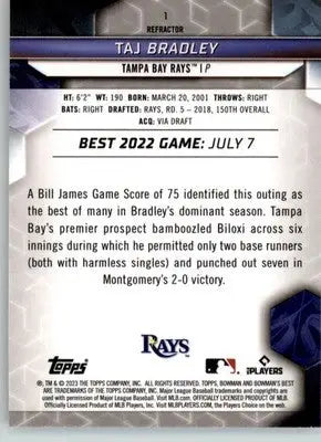 Taj Bradley - 2023 Bowman’s Best - #1 - Refractors Baseball - Baseball Card Single