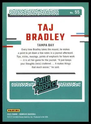 Taj Bradley 2023 Donruss #55 Tampa Bay Rays - Baseball Card Single