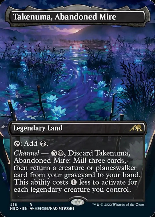 Takenuma Abandoned Mire (Borderless Alternate Art) [Kamigawa: Neon Dynasty] - Magic Card Single